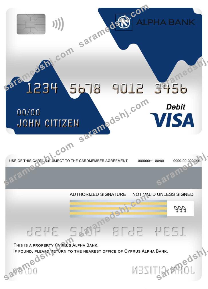 Cyprus Alpha bank visa debit card